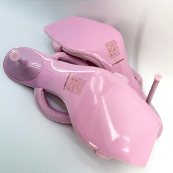 Alexander Wang Julie Pink Tubular Logo Sandals Women Heeled Slides Size 41 US11 - Picture 5 of 11